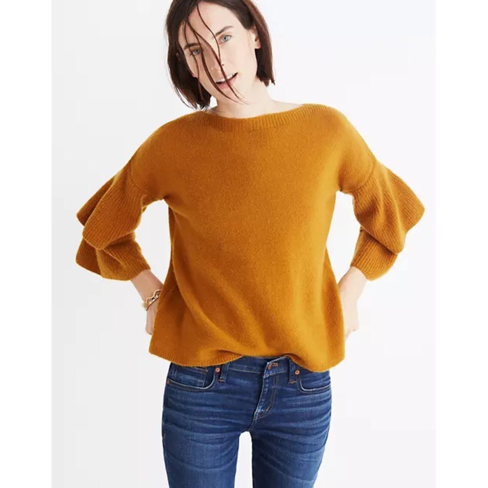 Madewell Tier-Sleeve Pullover Sweater Coziest Yarn